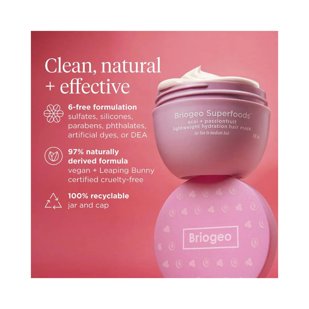 BRIOGEO Superfoods Acai + Passionfruit Lightweight, Hydrating Hair Mask