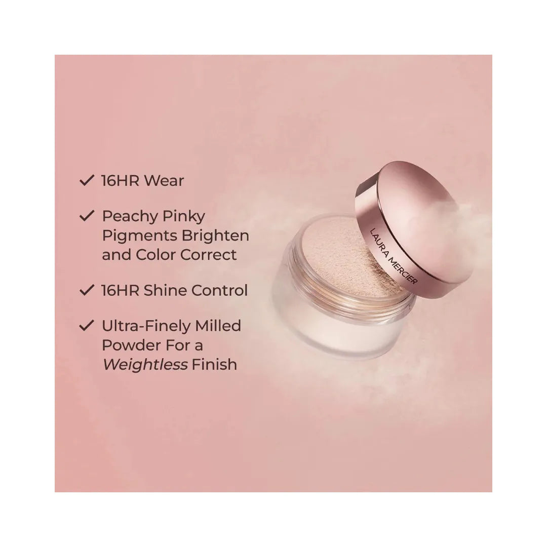 LAURA MERCIER Translucent Loose Setting Powder – Pink Tone-Up for Brightening