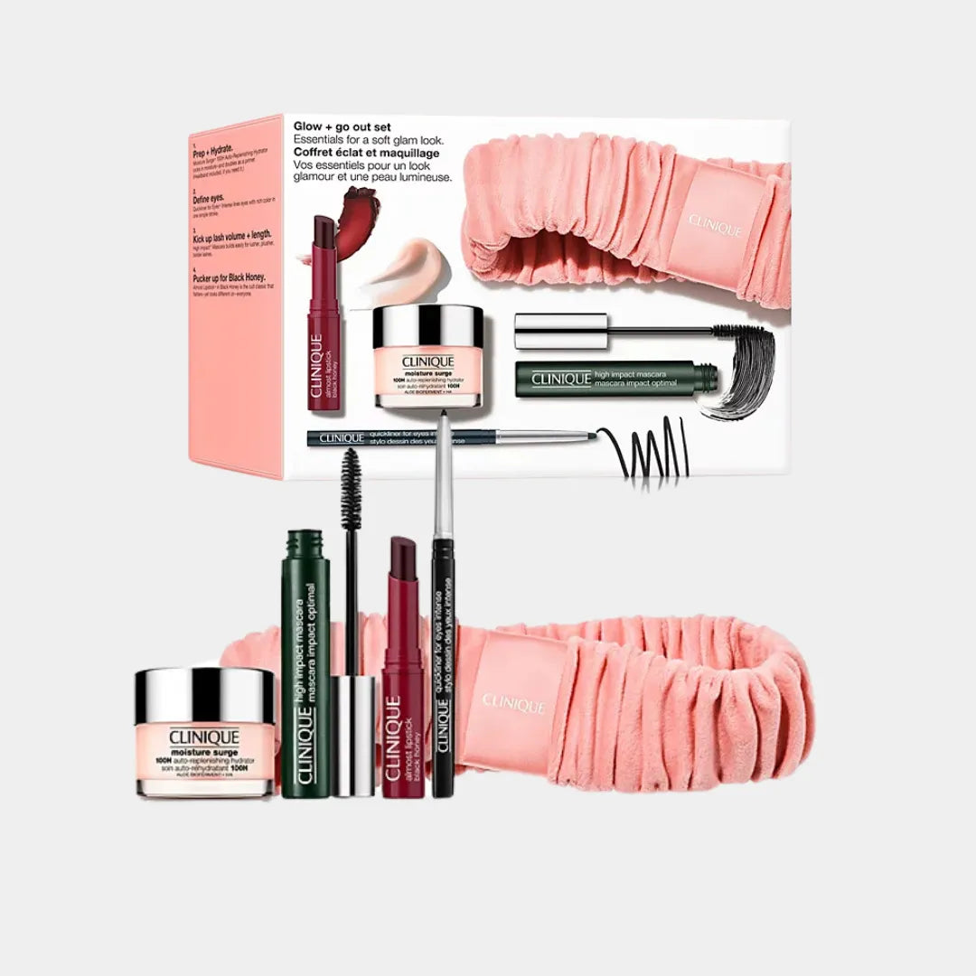 CLINIQUE Glow + Go Out Skincare and Makeup Set