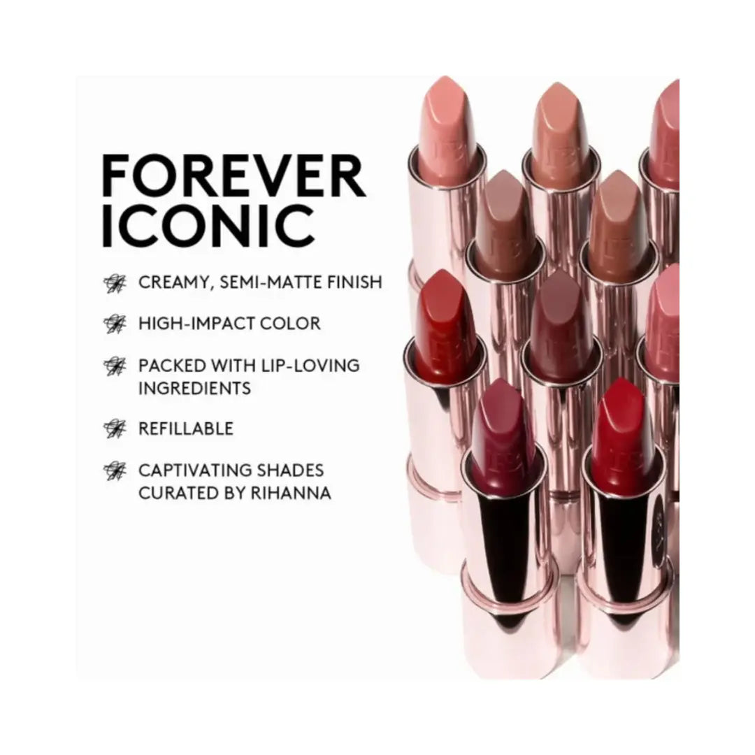 FENTY BEAUTY Icon The Fill Semi Matte Refillable Lipstick +Matte Black Case