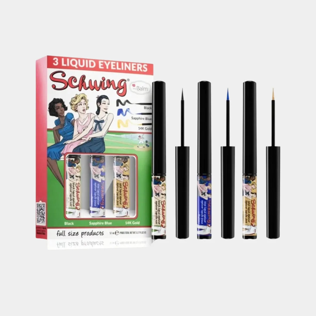THE BALM Schwing Liquid Eyeliner Trio (Black, Sapphire Blue & 14K Gold)