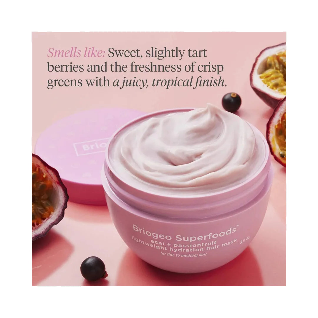 BRIOGEO Superfoods Acai + Passionfruit Lightweight, Hydrating Hair Mask