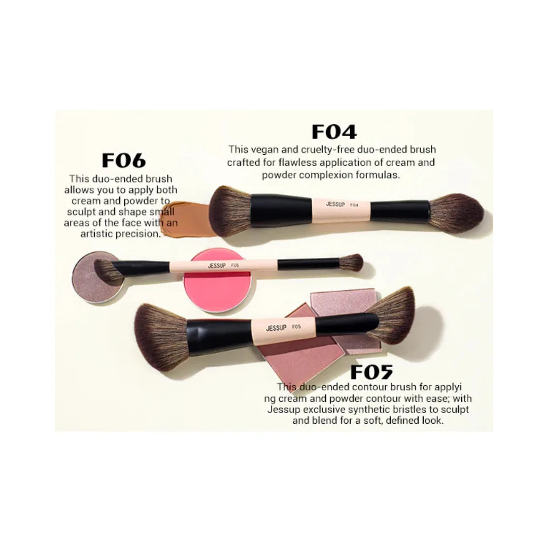 Jessup 3 PC Double Sided T508 Makeup Brush Set