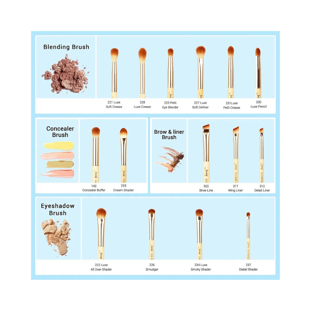 JESSUP 15Pcs Bamboo Eyes Brushes Set T137