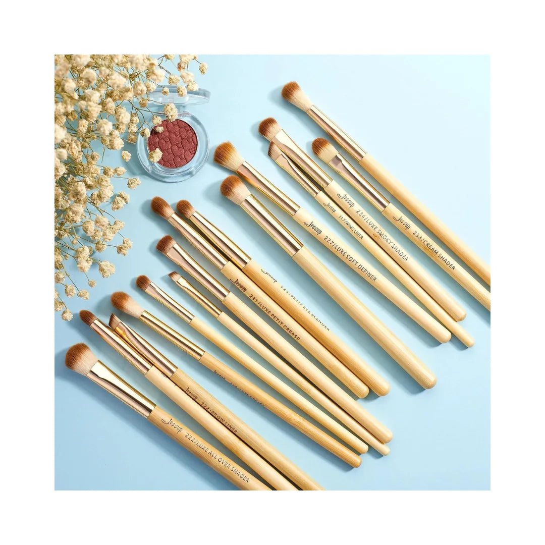 JESSUP 15Pcs Bamboo Eyes Brushes Set T137