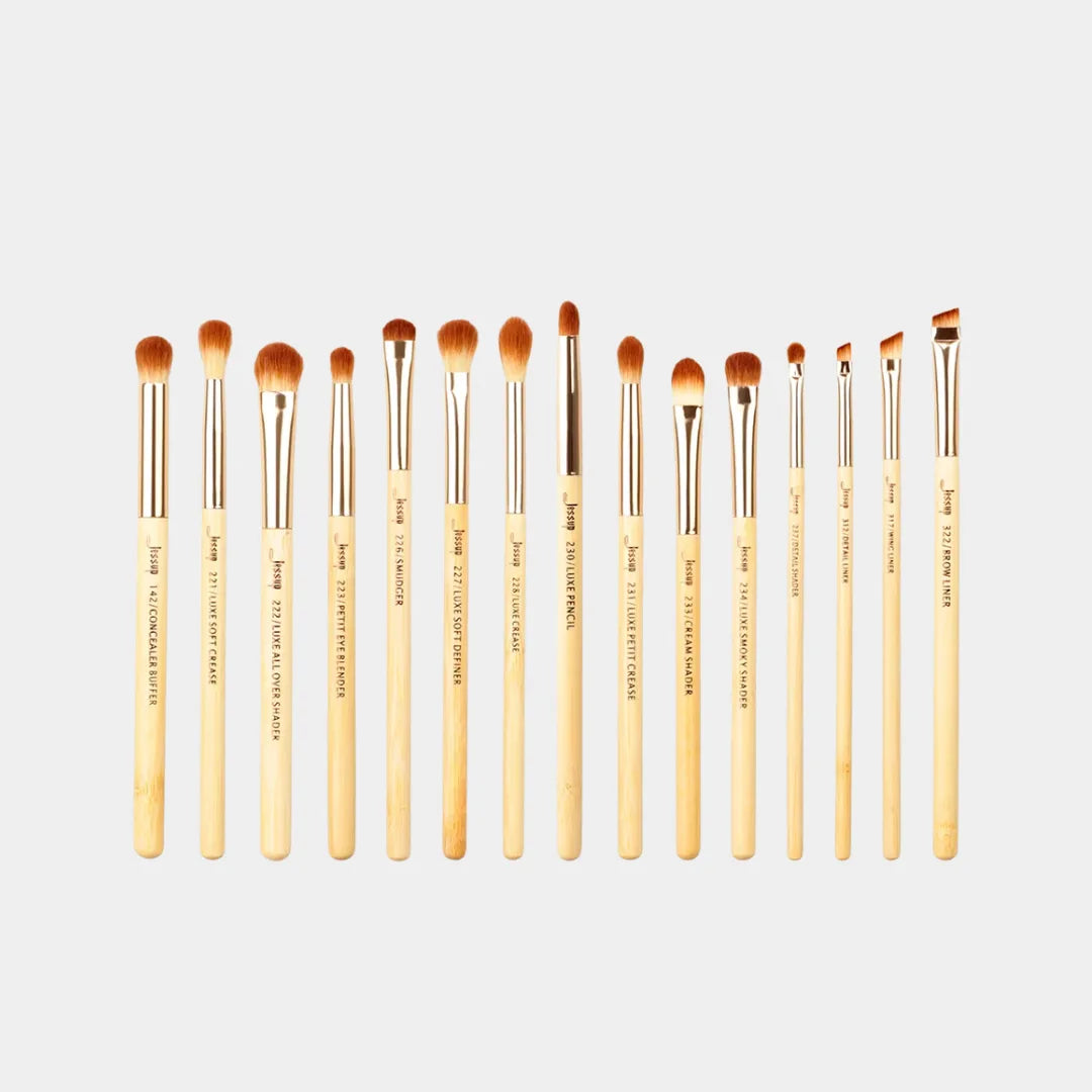JESSUP 15Pcs Bamboo Eyes Brushes Set T137