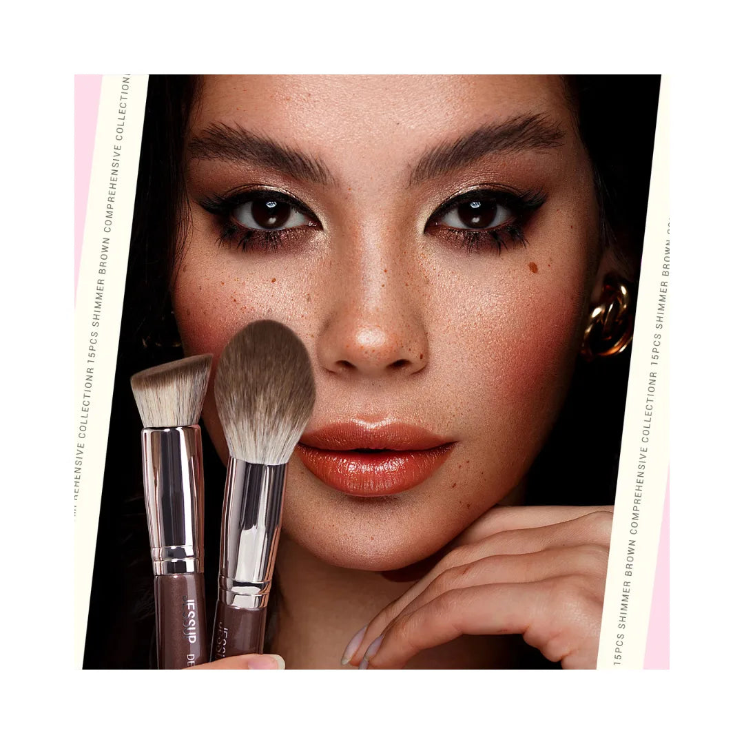JESSUP 15pc Brown Makeup Brushes Set Professional Premium Synthetic T498