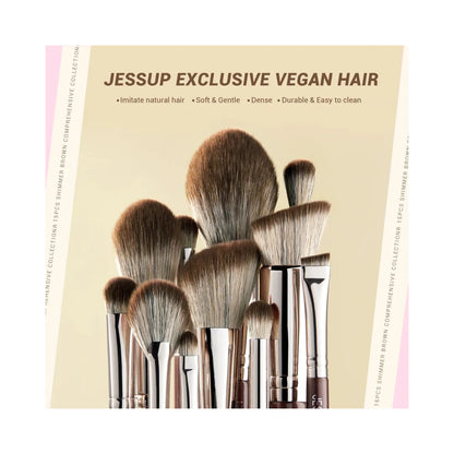 JESSUP 15pc Brown Makeup Brushes Set Professional Premium Synthetic T498