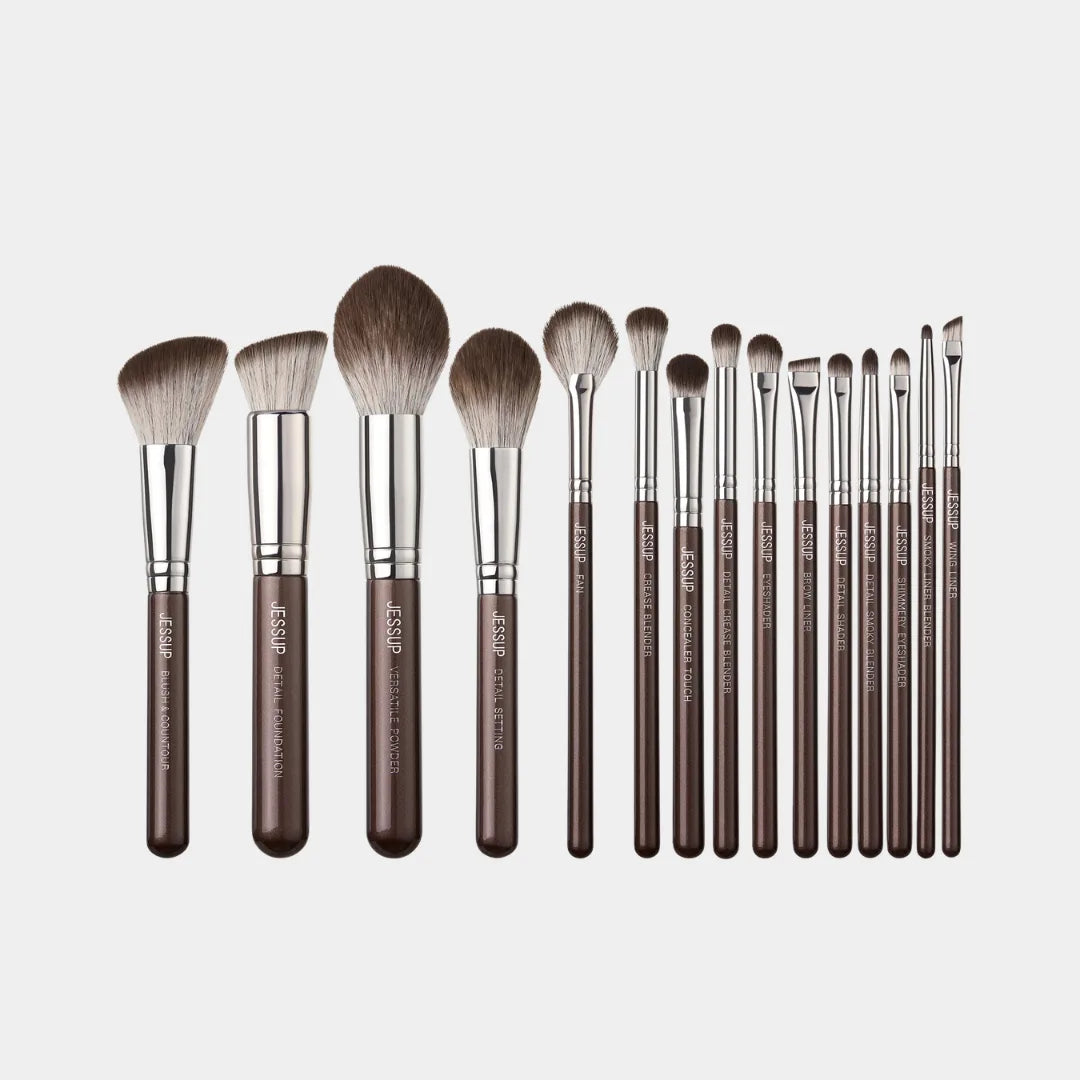 JESSUP 15pc Brown Makeup Brushes Set Professional Premium Synthetic T498