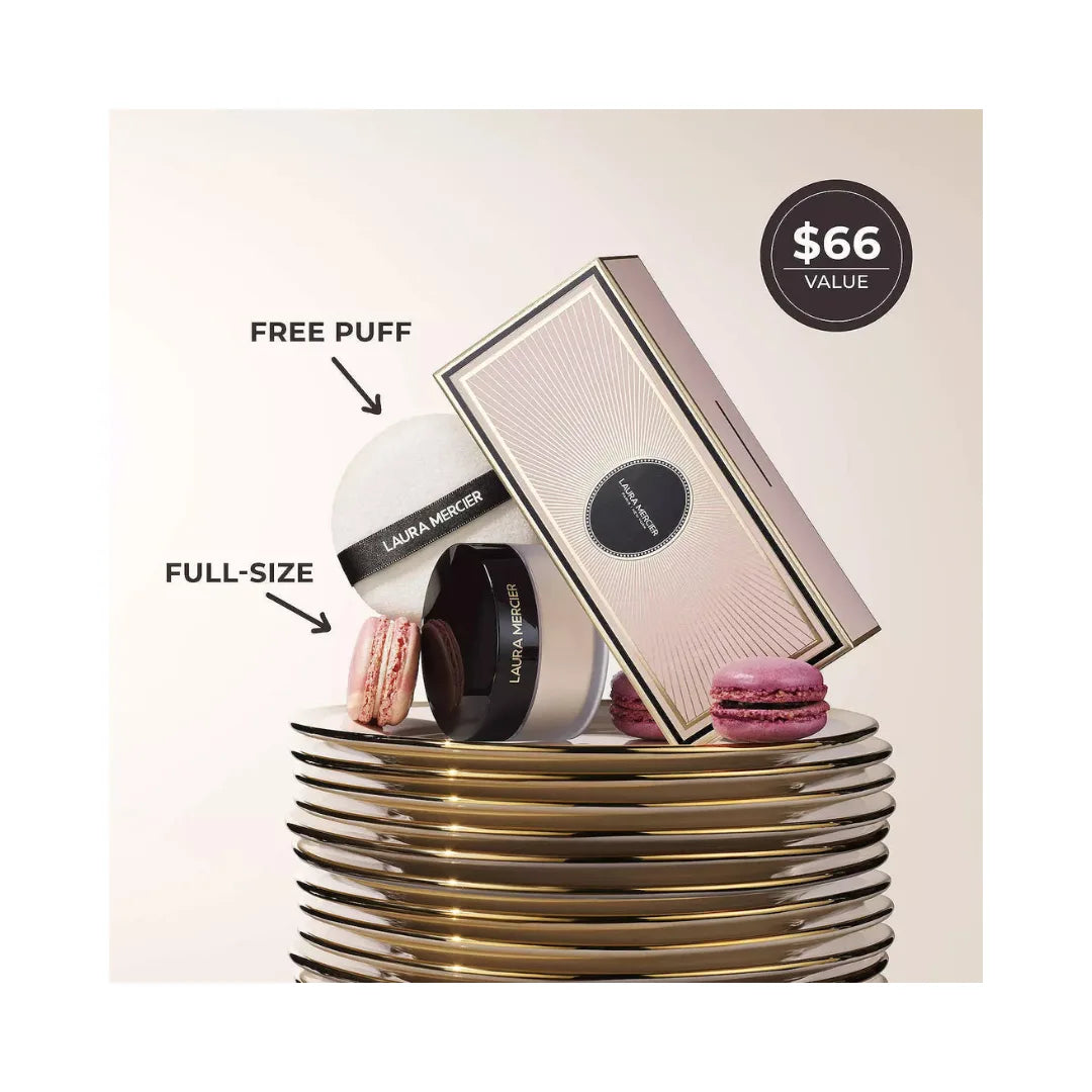 LAURA MERCIER  Indulgent Icons Ultra-Blur Translucent Loose Setting Powder & Velour Puff Set