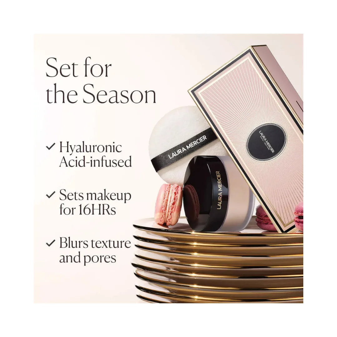 LAURA MERCIER  Indulgent Icons Ultra-Blur Translucent Loose Setting Powder & Velour Puff Set