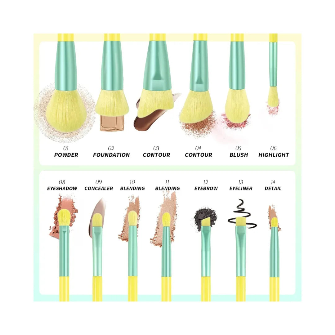 DOCOLOR 13-Pcs Lemon Makeup Brush Set