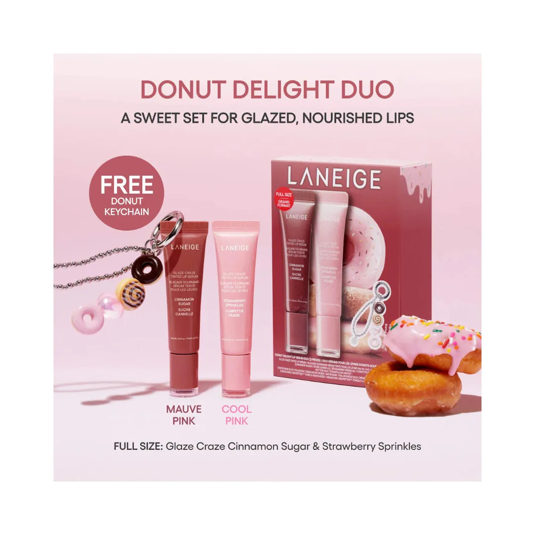 LANEIGE Glaze Craze Donut Delight Hydrating Tinted Lip Serum Duo